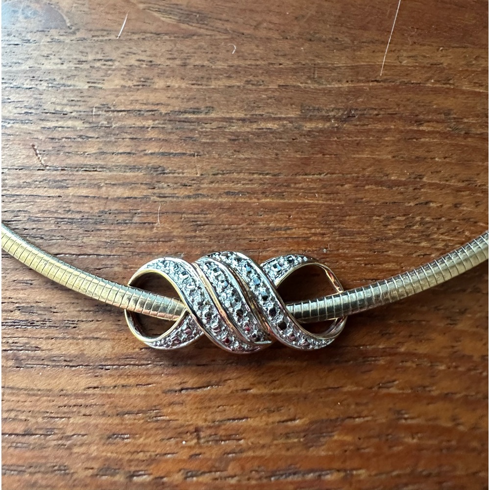 Necklace Pendant 14k yellow gold over sterling silver diamonds